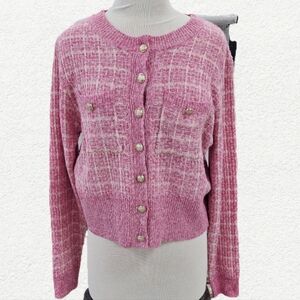 Chic Pink Cardigan Sweater for Women